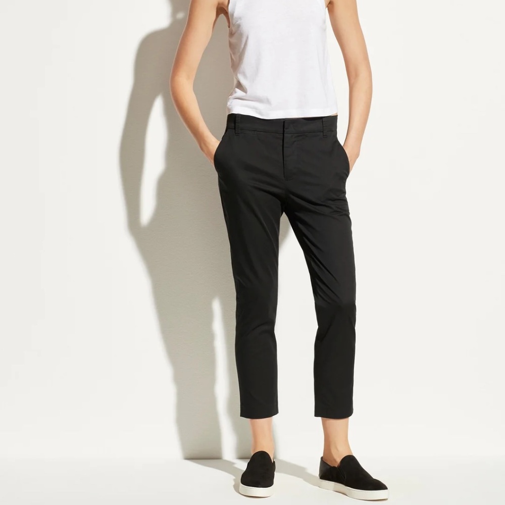 Vince Black Slim Chino Pants Ankle Cropped Stretch Size 8